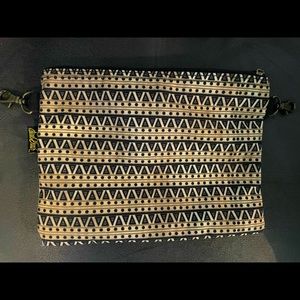 Laurel Burch cosmetic bag brown pattern